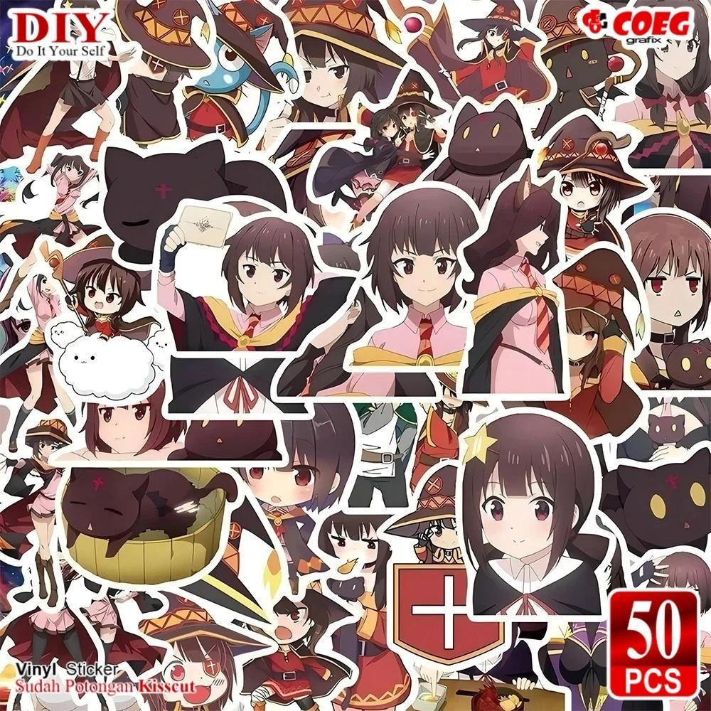 

50 PCS Anime KonoSuba : God's Blessing on This Wonderful World Stickers CG99 - Stiker Megumin Lucu & Estetik - Tahan Air & Mudah Dipasang - Cocok untuk HP, Laptop, Koper, dan DIY