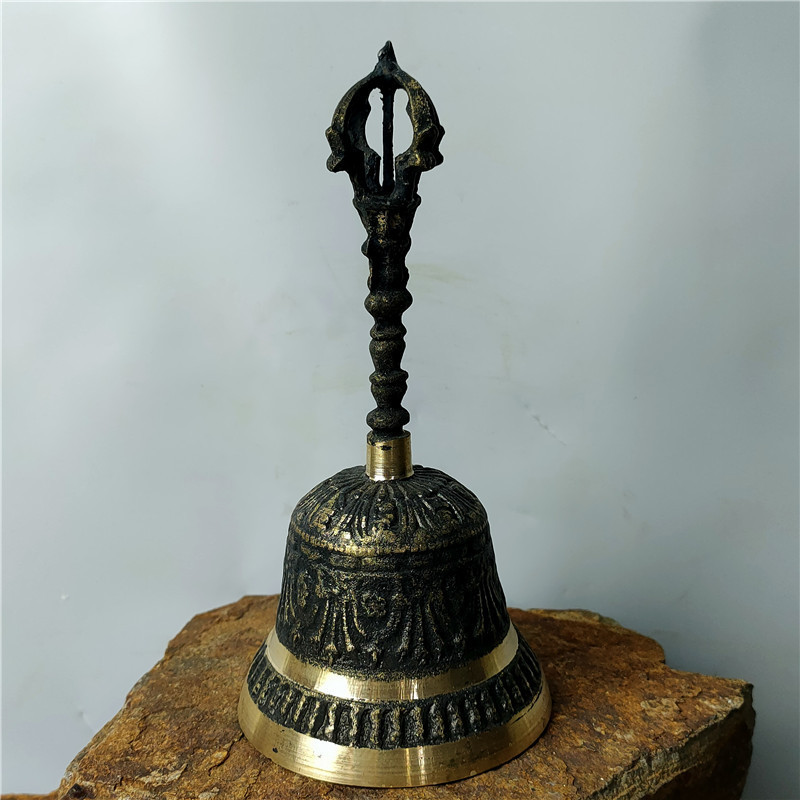 Diamond Bell Brass Nepal Handmade Tibetan Bell Five-Strand Vajra Tantra Hand-Cranked Diamond Bell Dh