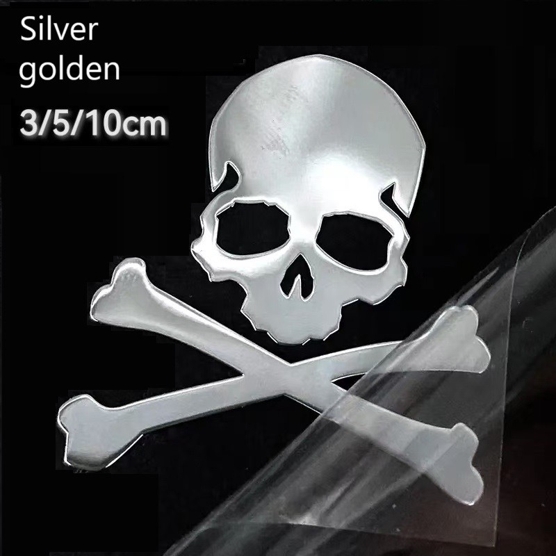 

Creative funny personality skull cf around gold headshot mobile phone metal stickers, suitable for laptops, charging treasure