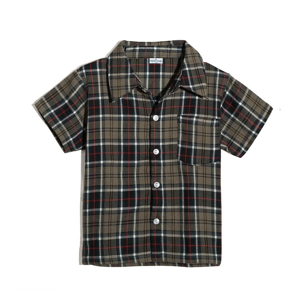 {DISKON} Atasan Kemeja Flannel Anak Lengan Pendek Kotak kotak Katun usia 1-12 tahun|kemeja Flanel An