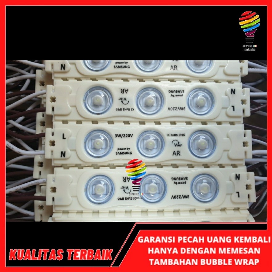 LED Modul Samsung 3W 3 Watt Outdoor Waterproof 220V Strip Putih Kuning