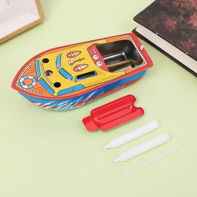 

1 Set Steam Driven Vessel Metal Boat Colorful Painting Handmade Craft Vintage Gifts For Children Kids Adults Collection