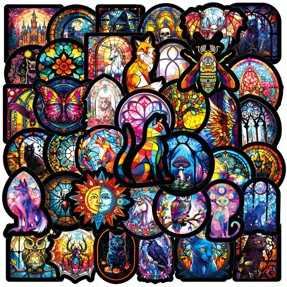 

10/30/50PCS Glass Style Colorful Cartoon Graffiti Stickers Skateboard Fridge Guitar Laptop Motorcycle Travel Cool Decal Sticker