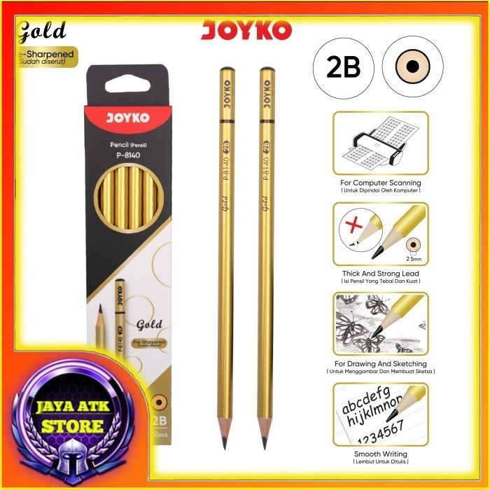 

Joyko Pencil Pensil P-8140/P-8141 Gold/Silver 2B Ecer