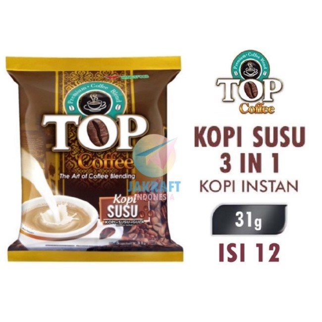 

TOP Coffee Kopi Susu 3 IN 1 Renceng isi 12 Sachet @31gr ORIGINAL