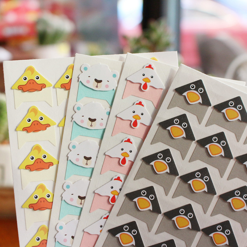 

96 Pcs/Lot 4 Sheets DIY Cute Colored Animals Corner Paper Stickers For Photo Album Scrapbooking Handwork Frame Albums Decoration