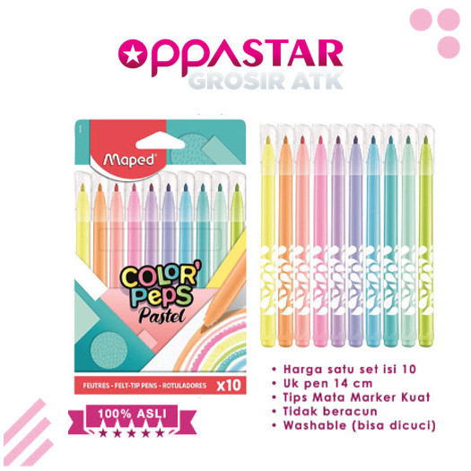 

[New Arrival] Marker Maped Color Peps Pastel Spidol Warna Anak Non Toxic Set 10 /pak