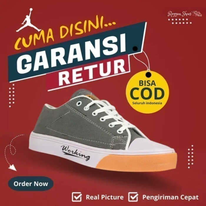 Sepatu Sneakers Kulit Sekolah Kuliah Pria Hitam Jumbo Casual SL04
