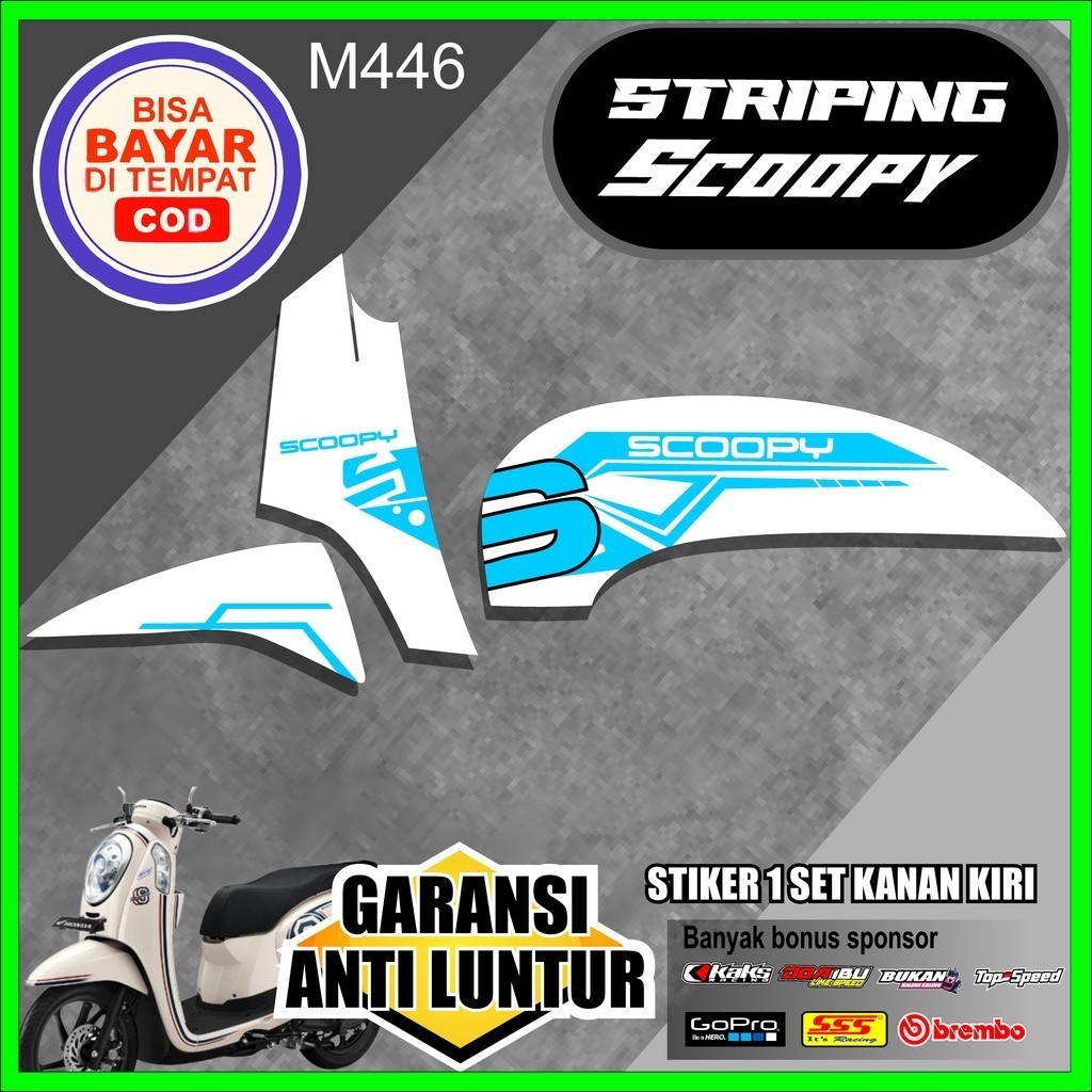 Striping Honda Scoopy Fi 2013 2014 2015 kode M446 Setiker Setriping List Variasi Aksesoris Motor Hon