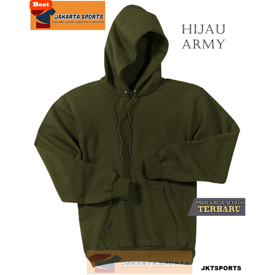 hoodie pria keren HOODIE KUPLUK HIJAU ARMY - JAKET SWEATER PRIA WANITA JUMPER POLOS - Hijau, M