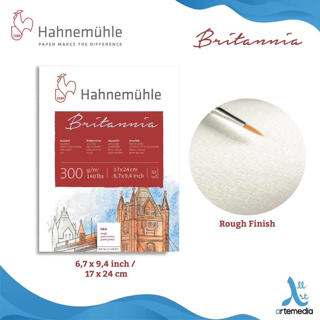 

Gramedia Surabaya - Hahnemuhle Britannia Watercolor Pad 17x24cm Paper Block ROUGH
