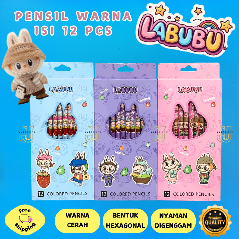 

Pensil Warna Set Karakter Labubu / Colored Pencils Labubu Isi 12pcs / Pensil Warna Isi 12pcs Karakter Labubu