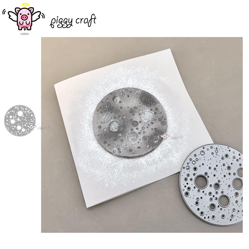 

Piggy Craft metal cutting dies cut die mold Moon circle hole frame Scrapbook paper craft knife mould blade punch stencils dies