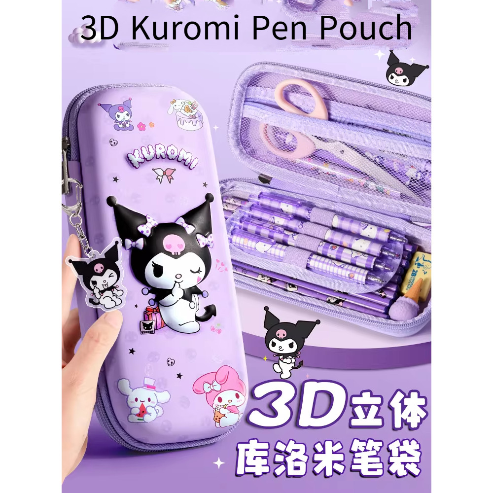 

Sanrio 3D Kuromi Melody Cinnamoroll Pencil Case Cartoon Large Capacity Stationery Bag Pencil Case for Students