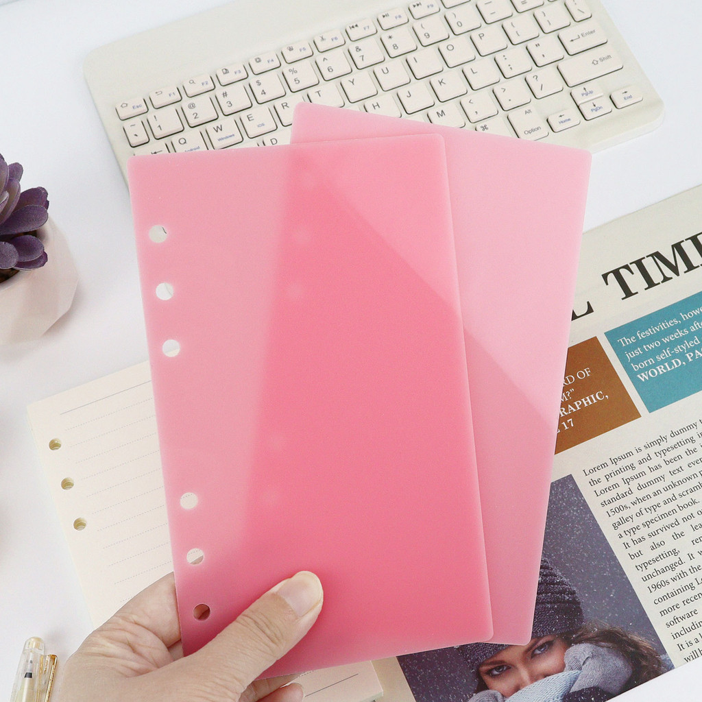 

A6 Simple Transparent Pink Acrylic Loose Leaf Binder Cover DIY Account Book Journal Planner Office Stationery Supplies