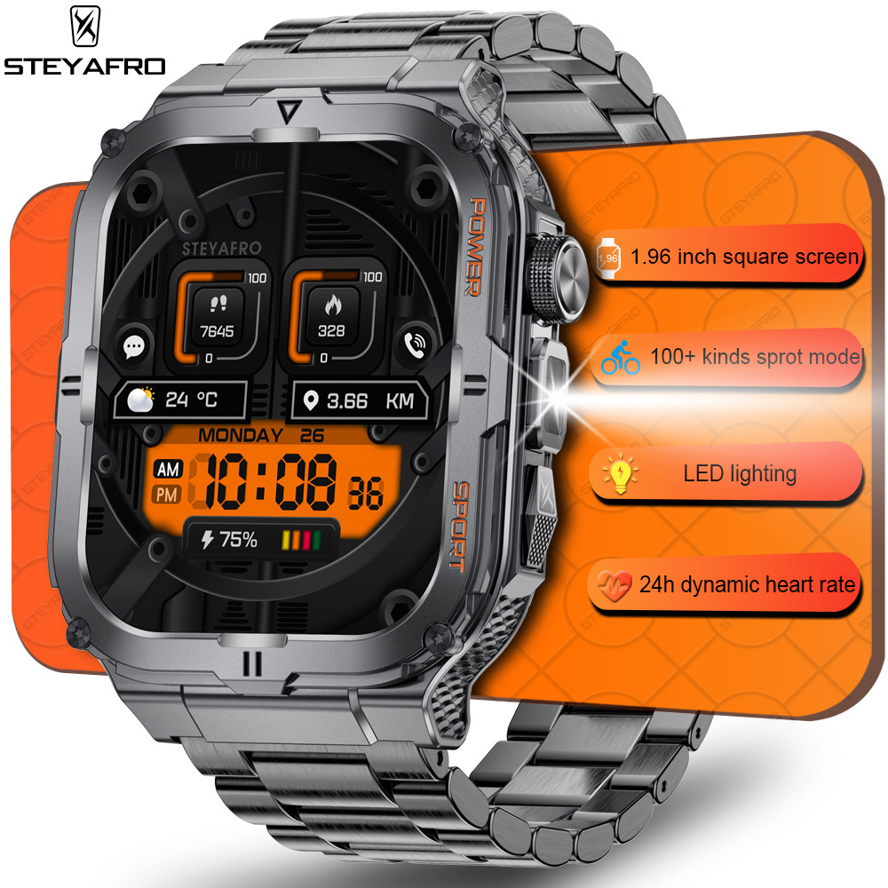 men's smartwatch, Bluetooth call tracker, military sports waterproof watch, digital fitness tracker 