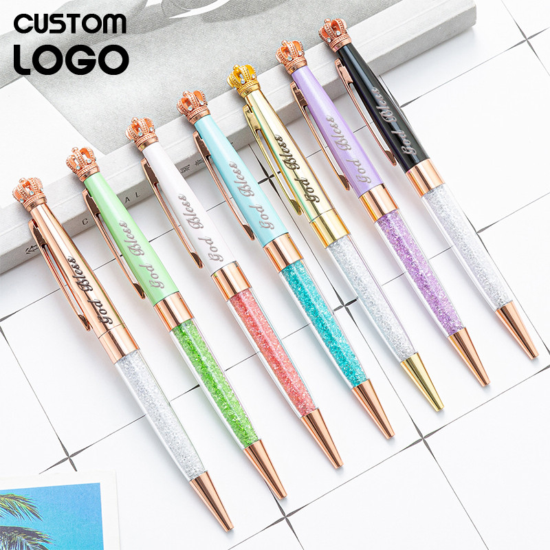 

Multi-color Crown Metal Ballpoint Pen Creative Customized LOGO Cute Stationery Pens Office Accessories School Supplies Wholesale