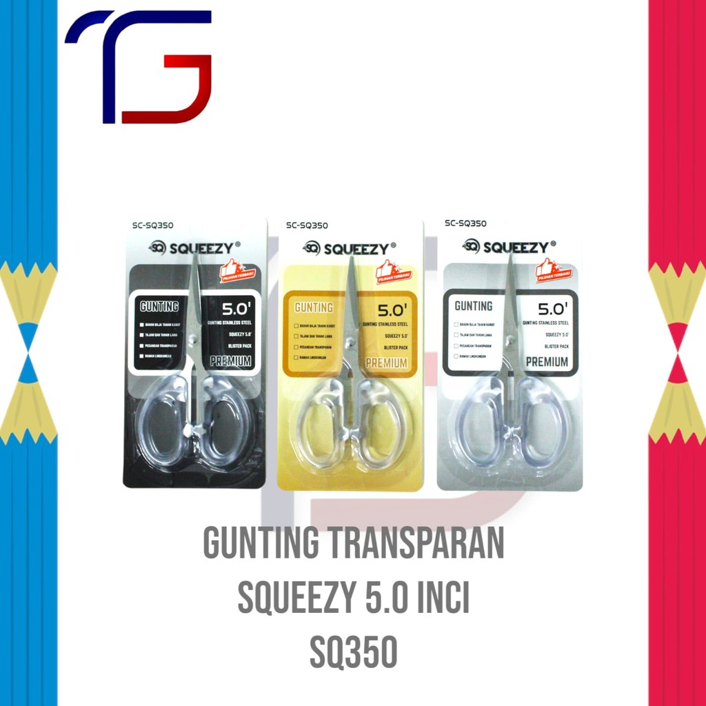 

Gunting Squeezy Keci Transparan 5.0 Inci SC-SQ350 Bahan Berkualitas