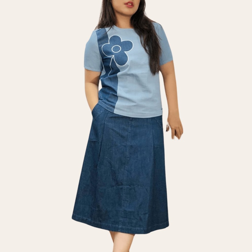 356562A | ATASAN KATUN DENIM PREMIUM NO STRETCH BLUE BLACK NAVY