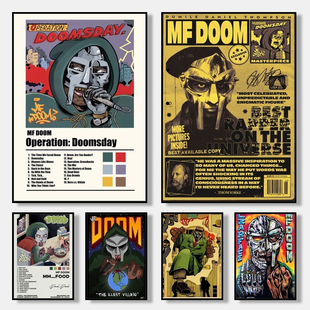 MF Doom Comic Album Poster Aesthetic Rapper Hip Hop Rock Music Band MM Food Mask Canvas For Wall Art