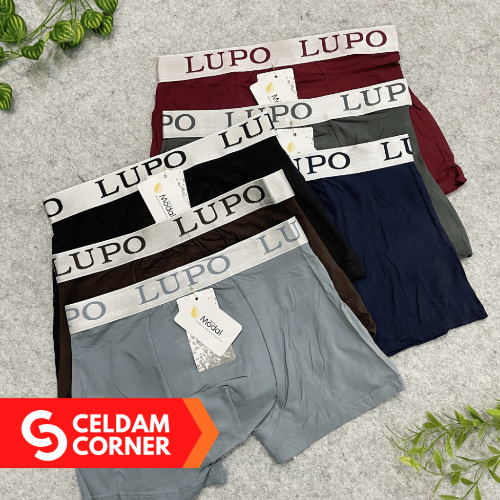 CELDAM CORNER Celana Dalam LUPO 7722  Pria Boxer Pria  (1 box isi 3pcs)/celana dalam lupo/boxer lupo
