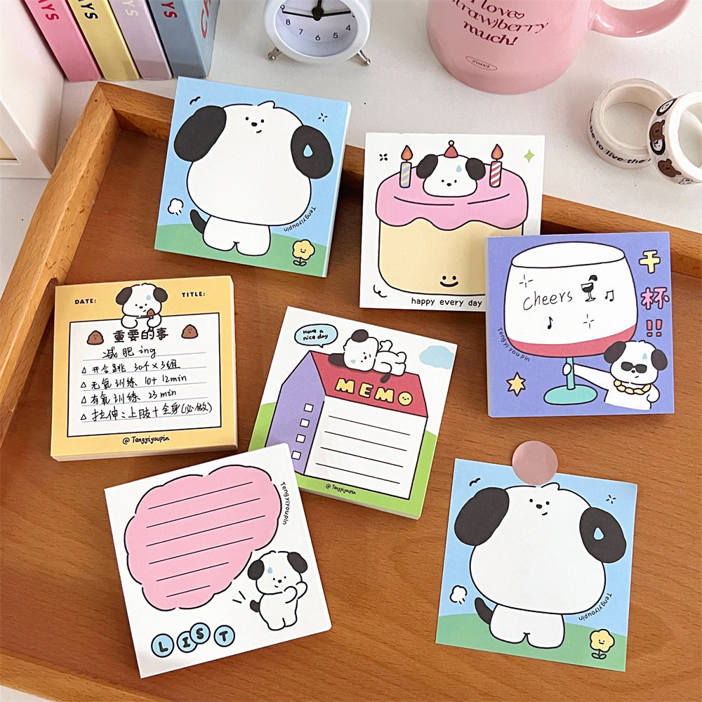 

80 Sheets Cute Cartoon Dog Memo Pad Kawaii Sticky Notes Girl Diary DIY Decorative Scheduler Paper To Do List