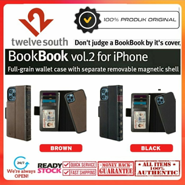 Twelve Leather Book Flip Wallet Card Case iPhone 12 Pro Max / 12 Pro - Brown, 12 or 12 Pro