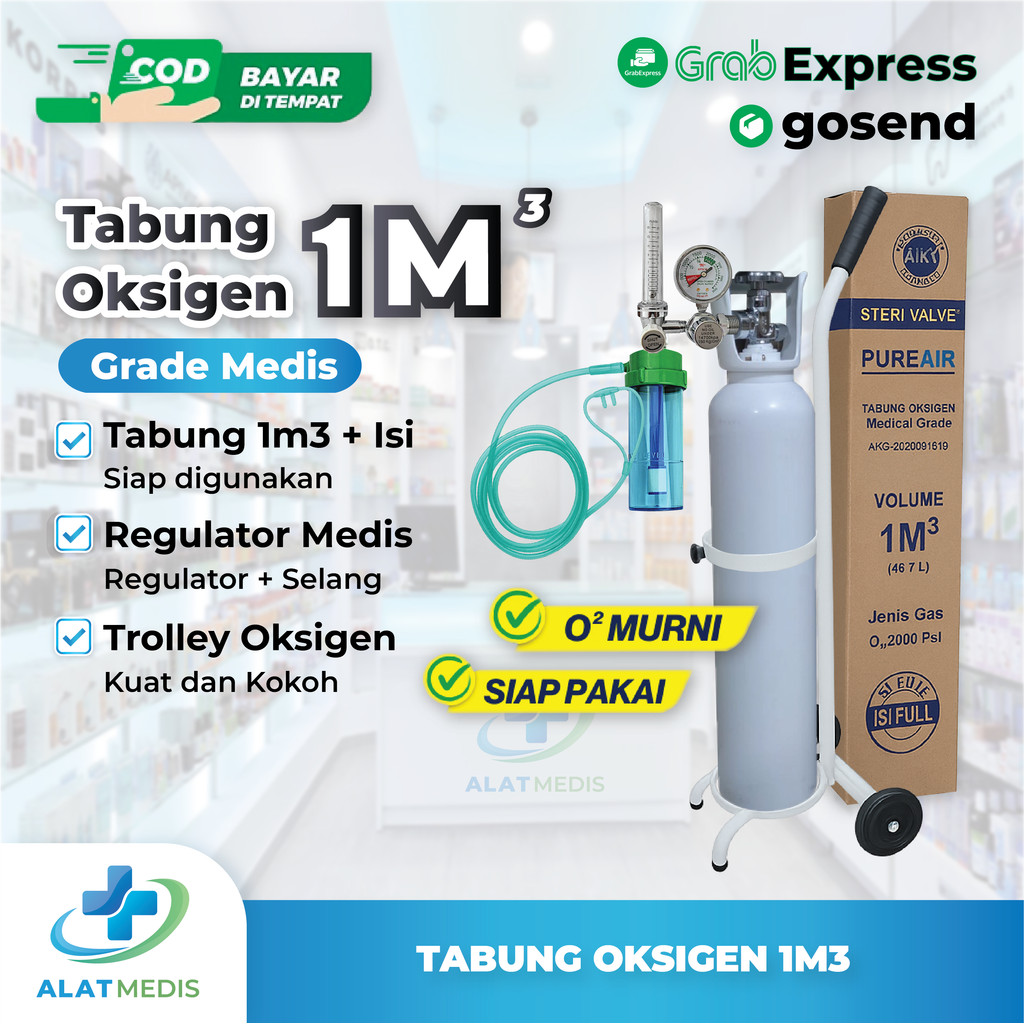 Tabung Oksigen 1m3 lengkap komplit siap pakai