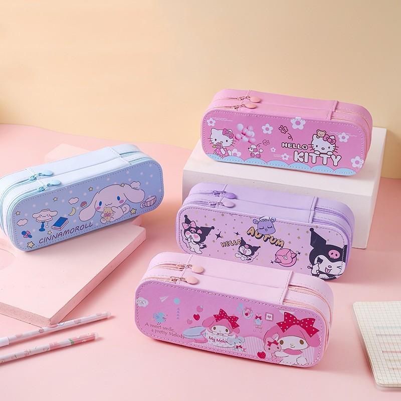 

Sanrio Pencil Case Kawaii Cartoon Hello Kitty Kuromi Cinnamoroll Melody Large Capacity Storage Bag Cute School Supplies Bag Gift