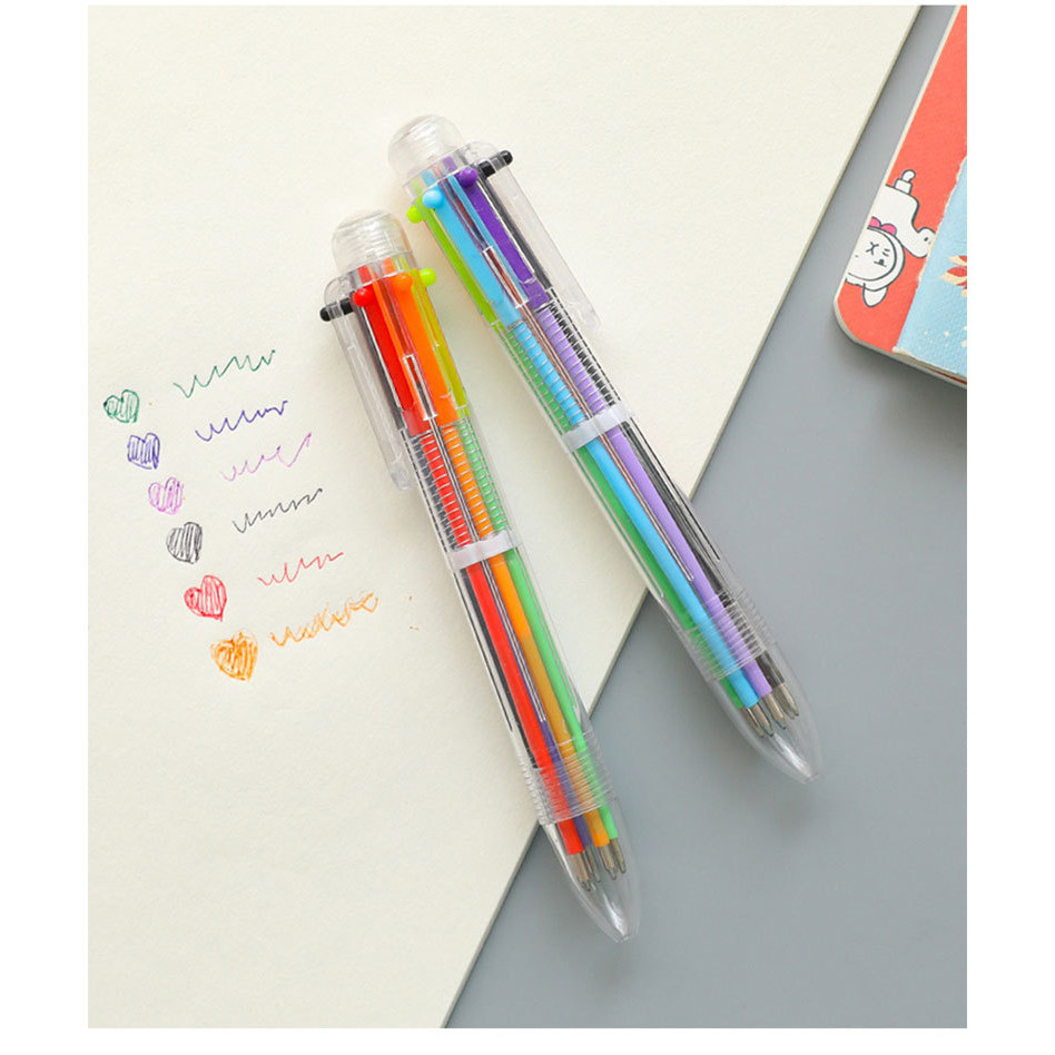 

Pulpen 6 warna Ball / Pulpen / Pena-6 Warna Transparan Pena Ballpont Pen Six-in-One Color Color Pen 6 in 1