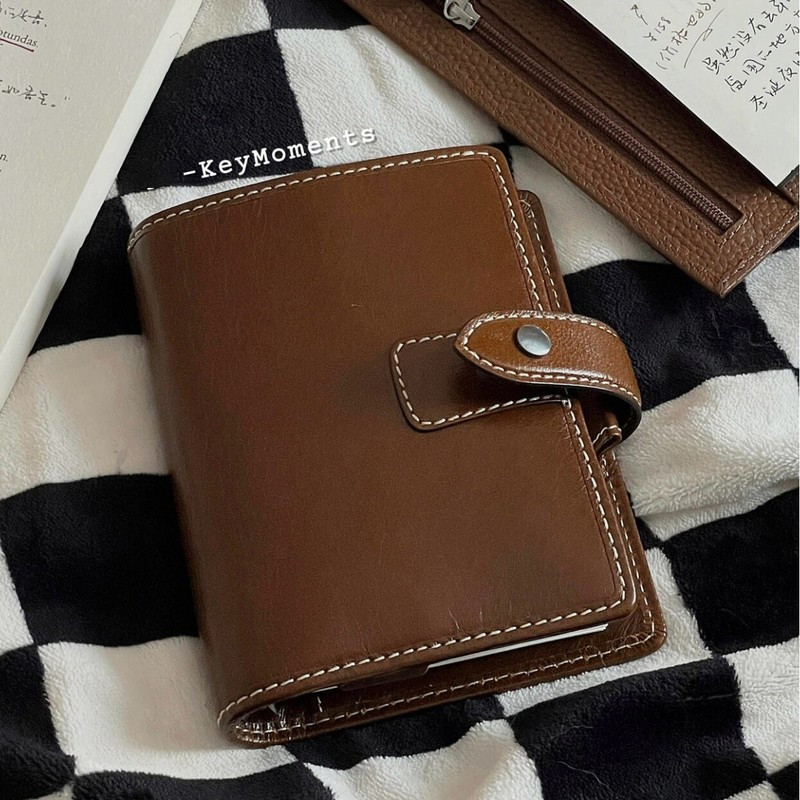 

Brown M5 Leather Notebook With 60 Blank Inner Page Portable Pocket Book Loose Leaf Notebook Suitable For Students Back To School