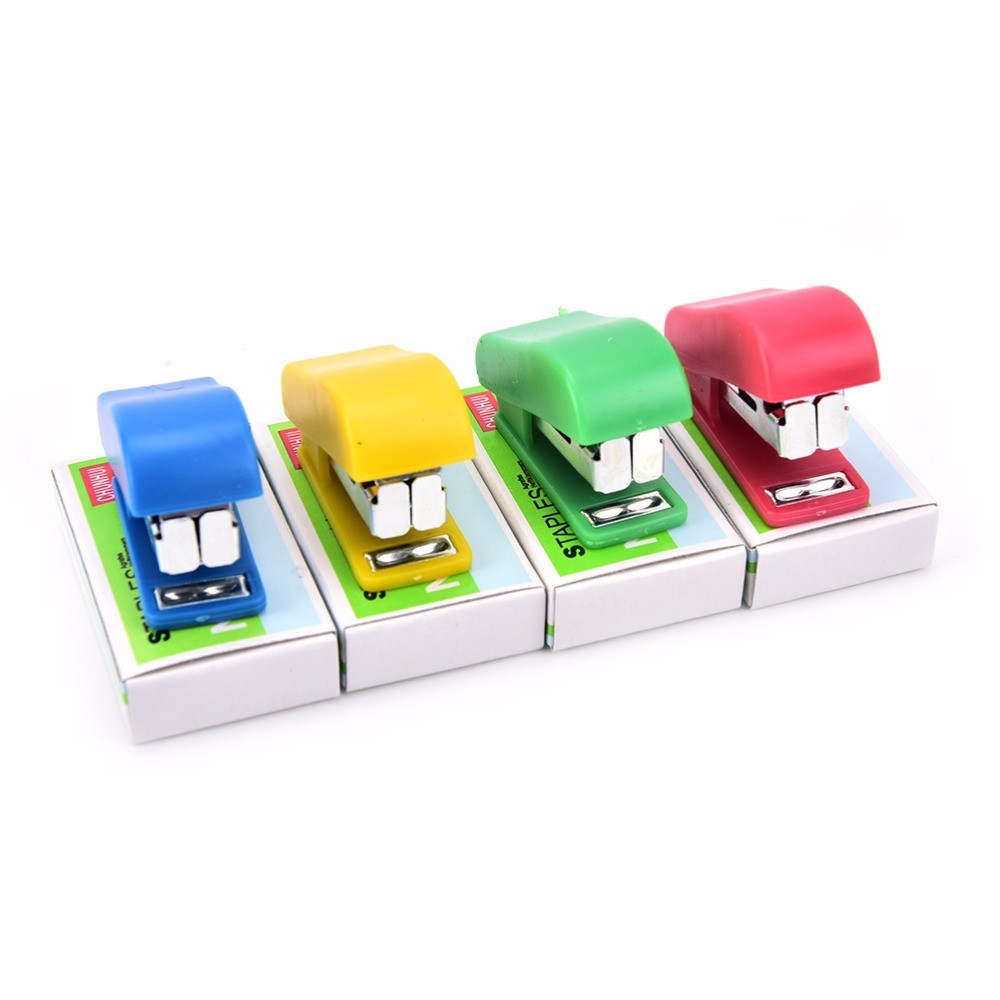 

Stapler Mini Stapler Candy Solid Color Plastic Fastener Paper Stapler Manual Stapler No. 10 Staples Set Random 1set