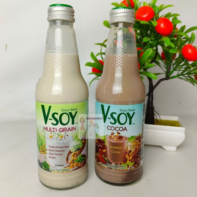 

[SDW] pekanbaru/V-Soy Susu Kedelai 300 ML Multi Grain Cocoa Botol Kaca