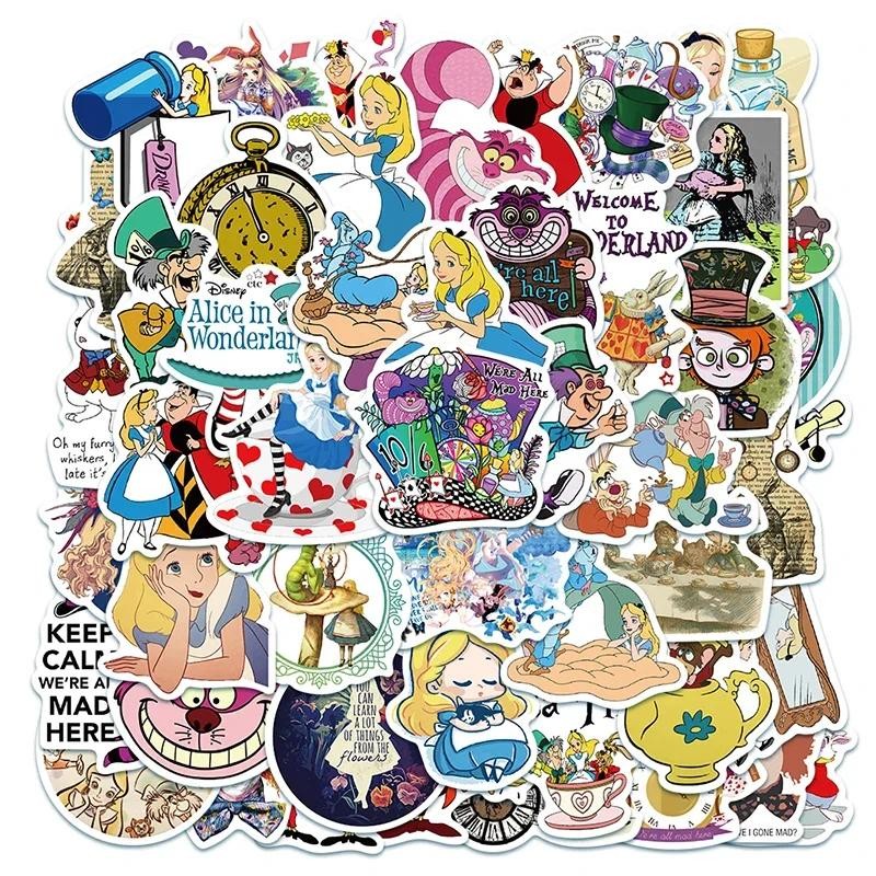 

50PCS Disney Movie Alice in Wonderland Graffiti Stickers Cartoon Decals Laptop Phone Guitar Luggage Toy Sticker for Kids
