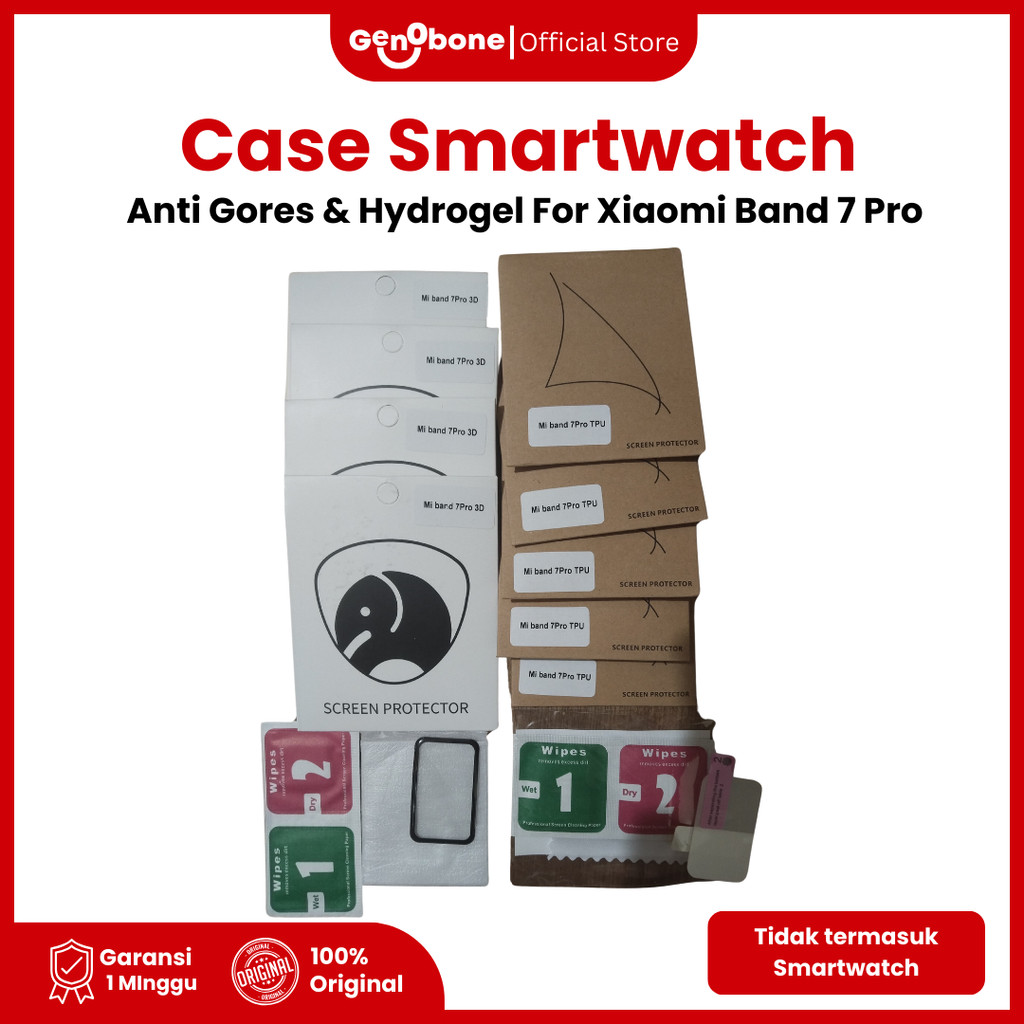 GenObone Case Smartwatch-Anti Gores & Hydrogel For Xiaomi Band 7 Pro