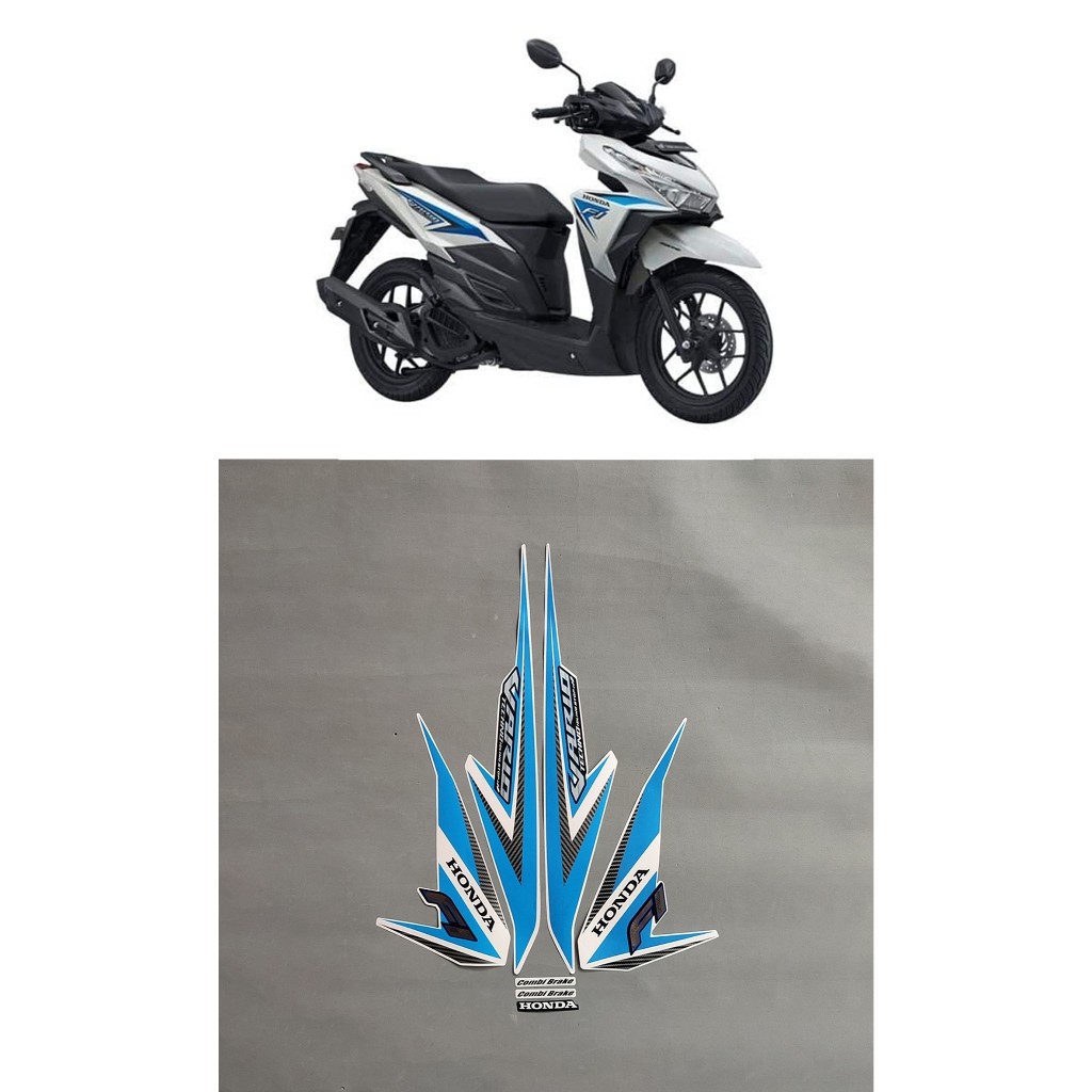 STIKER STRIPING & LIS BODY MOTOR HONDA VARIO 125 LED 2015 FI WARNA PUTIH BIRU STANDAR