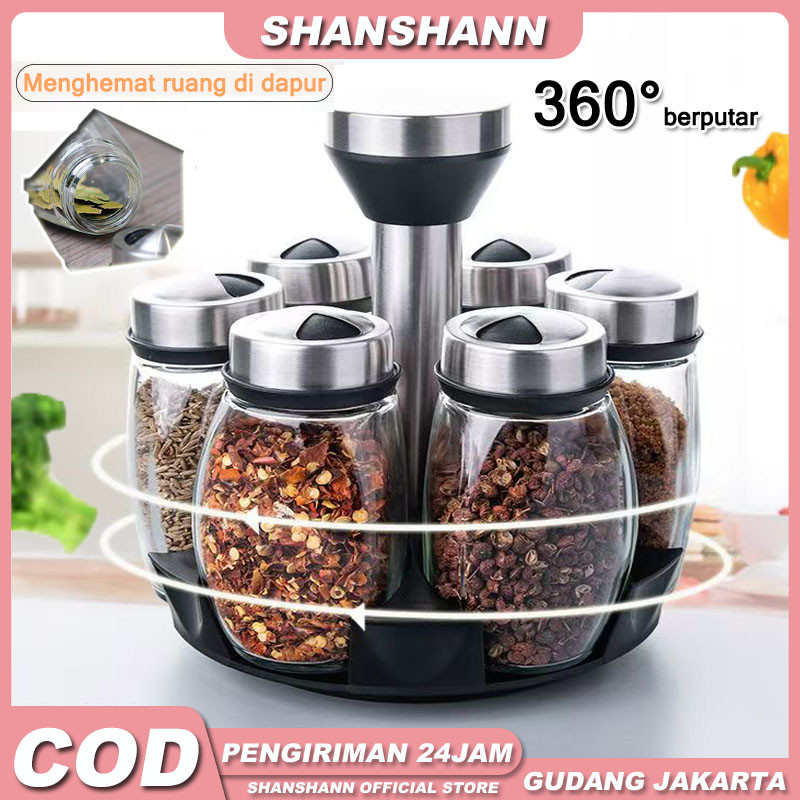 7in1 Rak Bumbu Berputar  Rak Bumbu Berputar Rak Botol Bumbu / Set Bumbu / Botol / Set Barbekyu / Kot