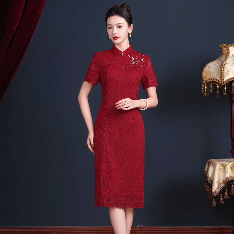 Yourqipao 2025 Summer New Dress Weddding Toast Cheongsam Red Engagement Prom Qipao