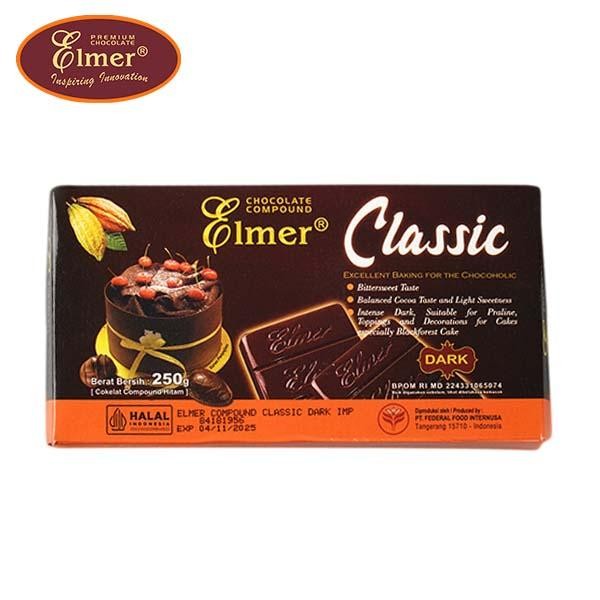 

NEW- Promo Baking ELMER COMPOUND DARK CLASSIC 250GR | Cokelat Batang Compound Cokelat | Chocolate Coklat Food