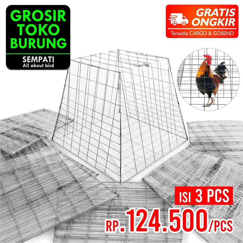 SEMPATI GROSIR Kandang Ayam Jago Sangkar Kurungan Galvanis Piramida Pyramida Isi 3 Pcs Sangkar Besi 