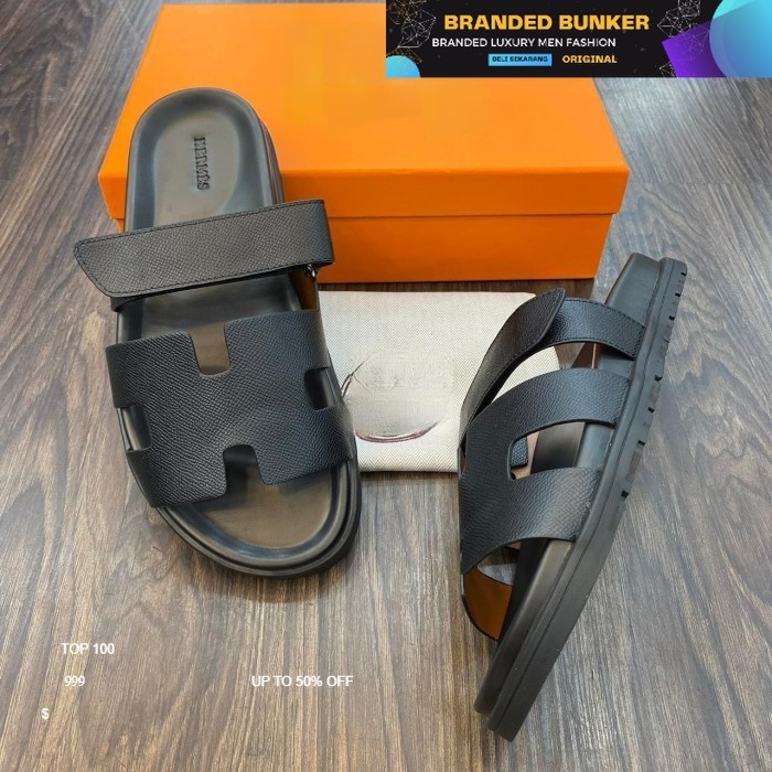 SANDAL PRIA SLIP-ON BAHAN KULIT IMPORT / SANDAL CASUAL PRIA BRANDED HIGH QUALITY / SENDAL PRIA BRAND