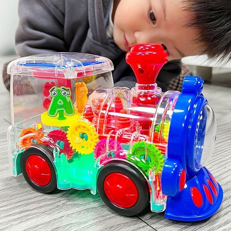 Mainan Terbaru Anak Kereta Lampu LED / Transparan Bergigi Edukasi Anak