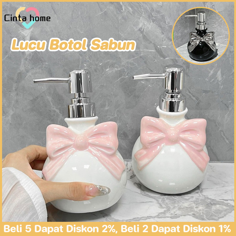 Botol Sabun Cute Dispenser Soap Pencet Pump Soap Dispenser & Lotion Bottle Tempat Sabun Keramik Perl