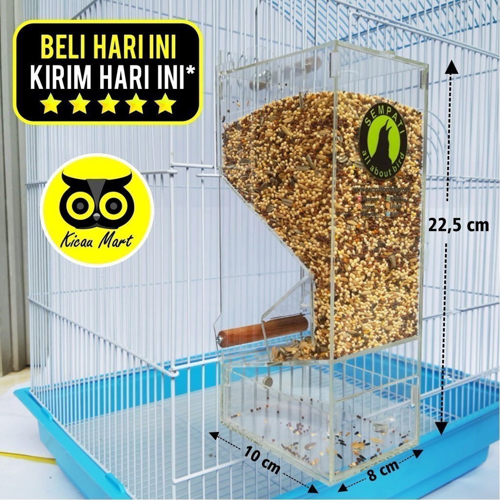 KICAU MART DISPENSER SOLITER WADAH PAKAN BURUNG LOVEBIRD AKRILIK PREMIUM SEMPATI TEMPAT MAKAN LOVE B