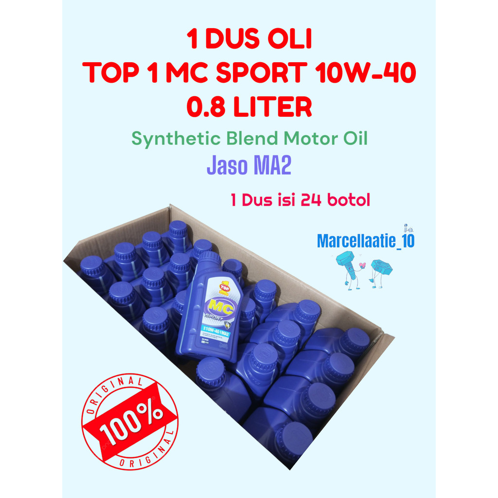 GROSIR 1 DUS ISI 24 BOTOL OLI TOP1 MC SPORT 10W-40 JASO MA2 800ML OLI MOTOR TOP 1 ORIGINAL MURAH OLI