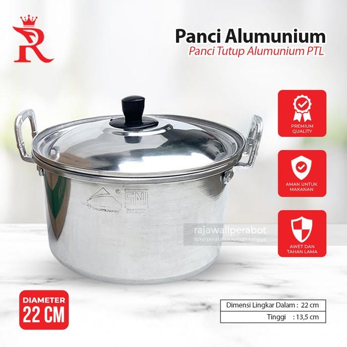 Panci Alumunium Tutup 22 cm Panci Masak Komodo