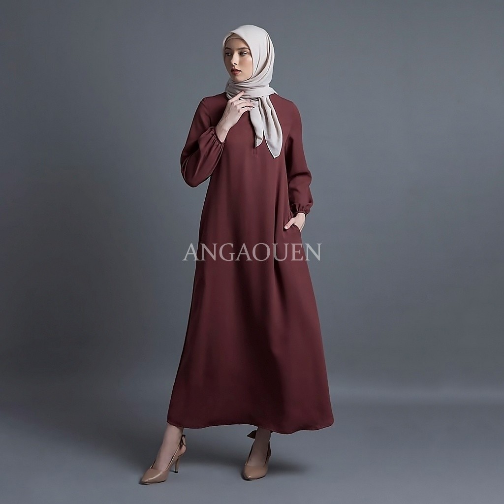 Laly - Inna Dress 020 Gamis Hitam Busui Premium Polos Nyaman Lembut Panjang Wanita Tangan Karet