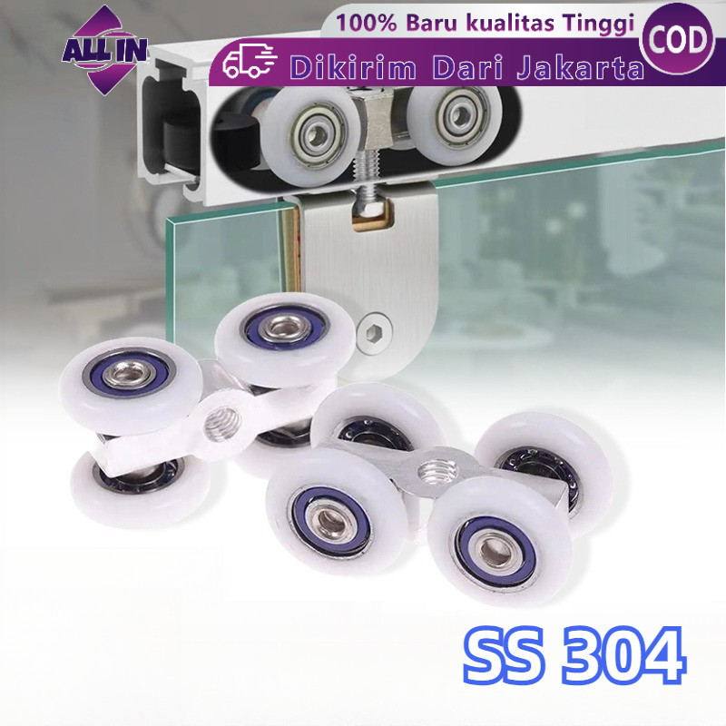 Tokofinaaaa Rel Pemandu Pintu Geser Ss304 Roda Pintu Geser Universal Roda Gantung Kamar Mandi