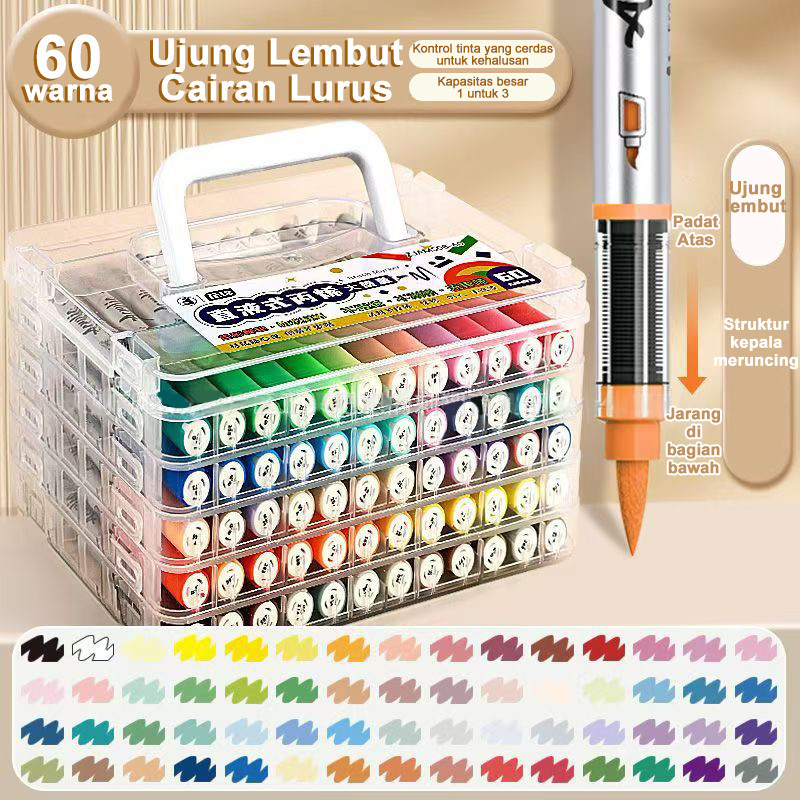 

Ay00! Pensil Marker Akrilik Tinta Langsung Ujung Lembut 60 Warna Spidol Akrilik Cair Ujung Lembut