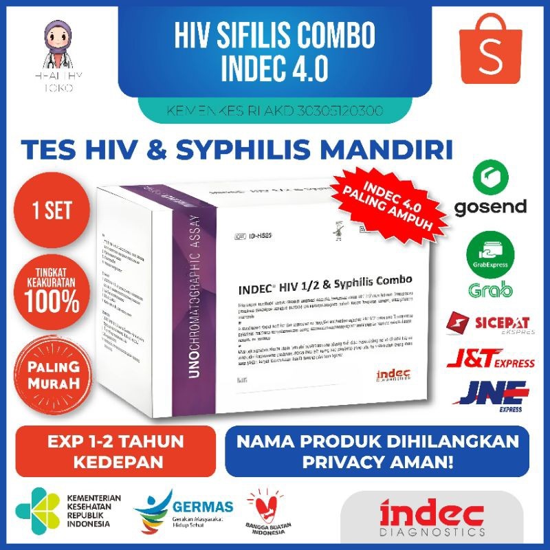 Alat Tes HIV AIDS & Sifilis Combo 4.0 One Step Akurat 100% , 1 set TerMurah Standar RS Klinik is, in